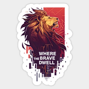 Where the Brave Dwell - Geometric Lion - Fantasy Sticker